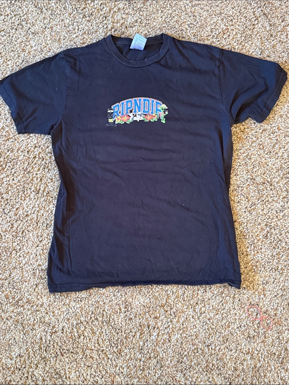Ripndip Black Tee with Colorful Floral Logo